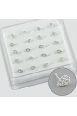Oval Zirkon Taşlı Gümüş Hızma (20 Adet)