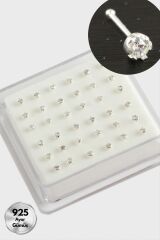 3 mm Zirkon Tek Taşlı Gümüş Hızma 36 Adet