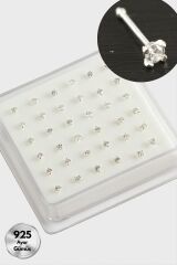3 mm Kare Zirkon Tek Taşlı Gümüş Hızma 36 Adet