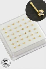 2 mm Kare Zirkon Tek Taşlı Gümüş Hızma 36 Adet