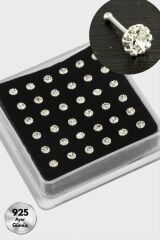 3,5 mm Tek Taşlı Gümüş Hızma 36 Adet