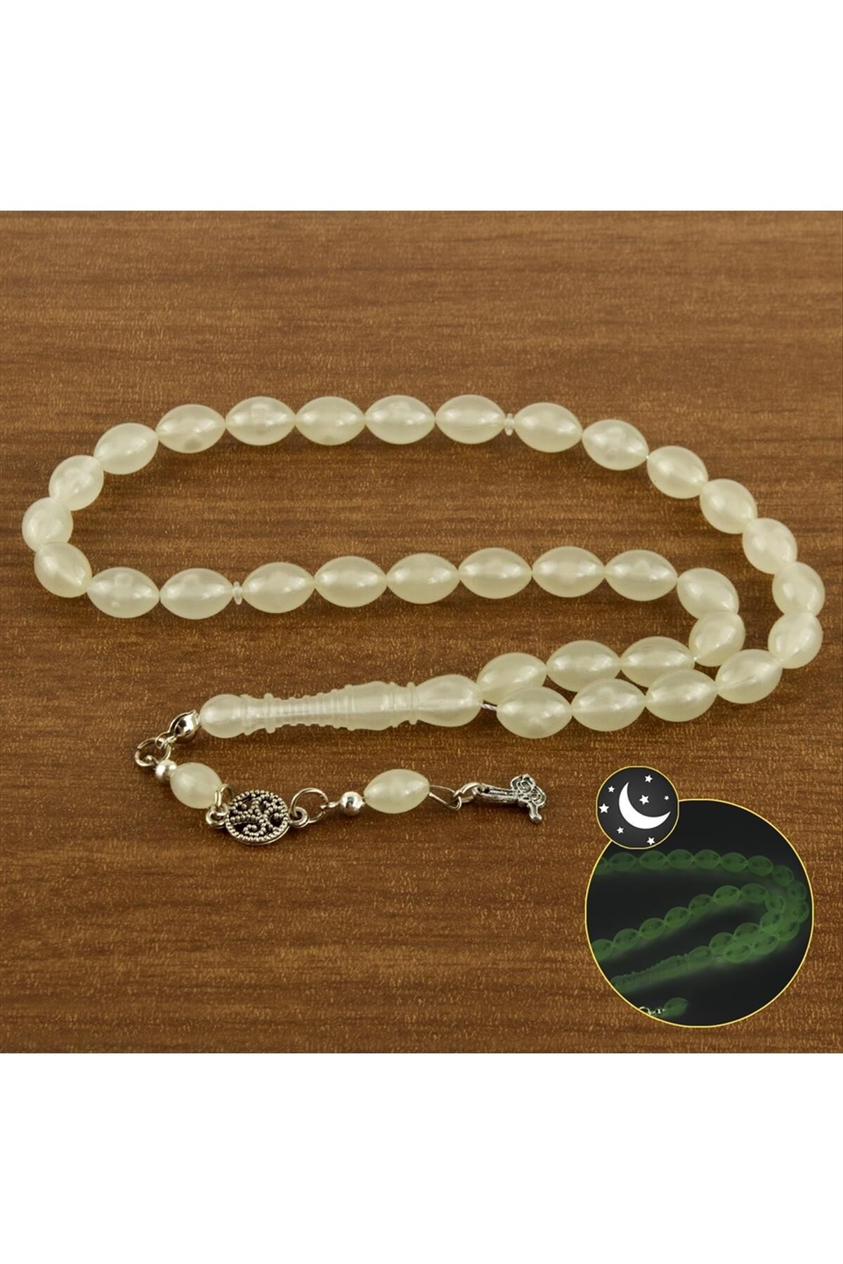 Oval Kesim Tombul Fosforlu Tesbih 8*10 mm