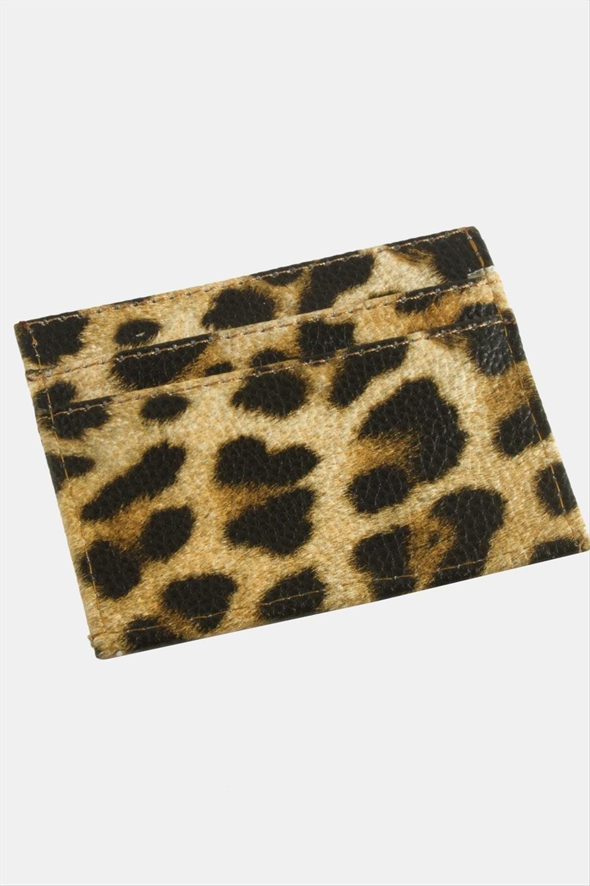 Leopar Desenli Kartlık Deri Cüzdan