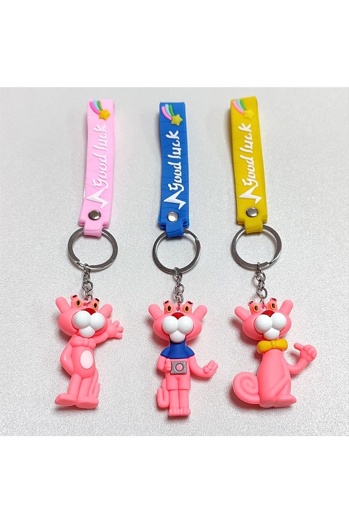 Pembe PnterKarışık Silikon Anahtarlık