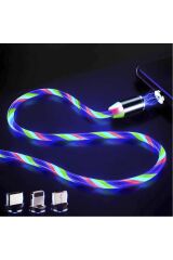 3 Uçlu iOs Android Manyetik Mıknatıslı USB Şarj Kablosu