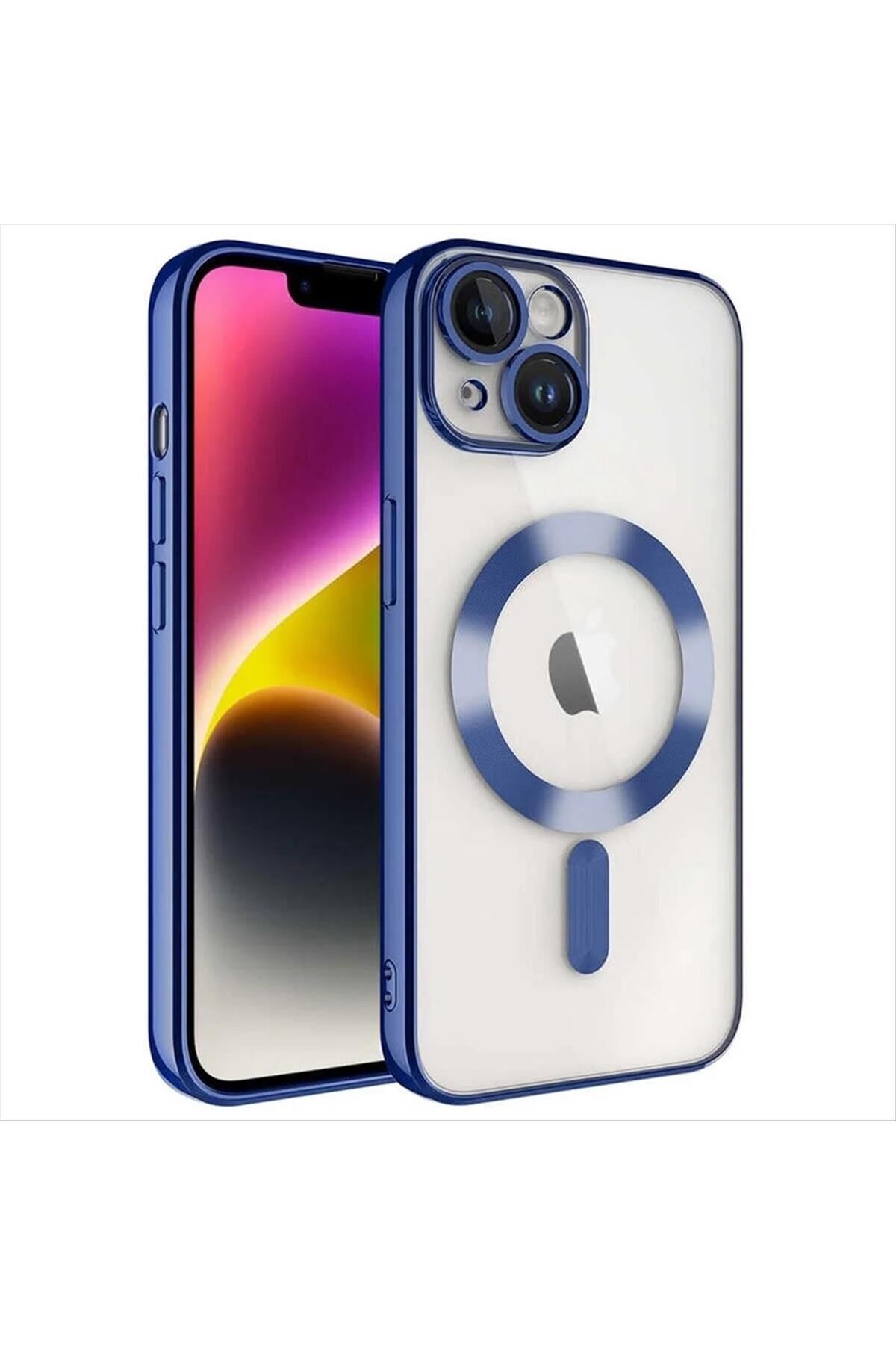iPhone 14 Lüx Magsaff Lazer Silikon Kılıf (Kamera Korumalı)
