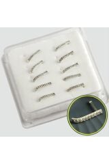 Oval Zirkon Taşlı Gümüş Hızma (10 Adet)