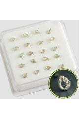 Oval Zirkon Taşlı Gümüş Hızma (20 Adet)