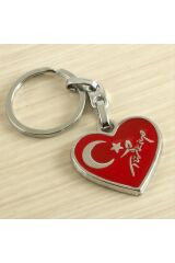 Kalp Ay Yıldız Metal Anahtarlık